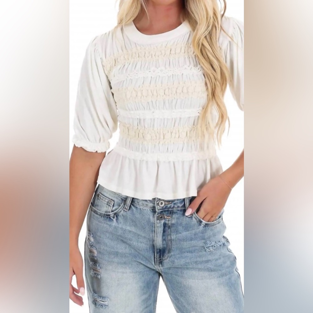 Free People Maxey Knit Top in Ivory Size Small Brand New